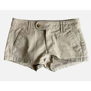 Arizona Jean Company Juniors Size 5 Beige Tan Shorts Cotton Spandex Zipper
